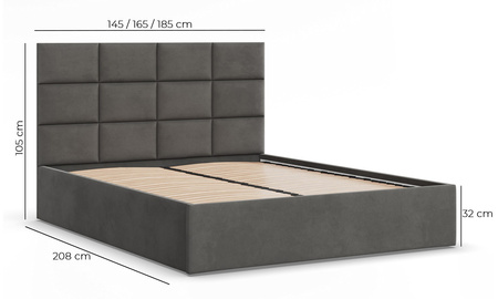 ADAMS Łóżko stelażowe VASTO 180x200 cm z drewniany stelaż - TRINITY szary