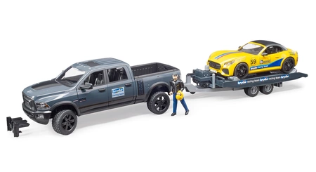 BRUDER 02504 Auto Dodge RAM 2500 Power Wagon z lawetą i autem Roadster Racing Team