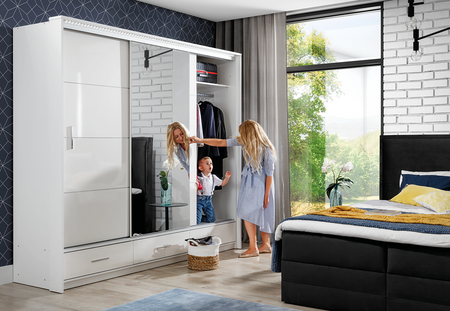 Szafa Marsylia 250 połysk biały/lustro