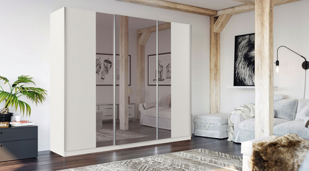 Szafa Praga 250 przesuwna biała z lustrem