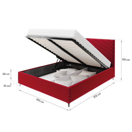 FDM Łóżko tapicerowane ELEGANTE 180x200 cm z pojemnikiem i stelażem podnoszonym - TRINITY butelkowa zieleń