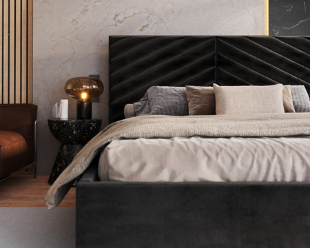 FDM Łóżko tapicerowane ELEGANTE 90x200 cm z pojemnikiem i stelażem podnoszonym - TRINITY czarny