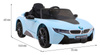 BMW I8 Lift Auto na akumulator niebieski + Pilot + Wolny Start + 3-pkt pasy + MP3 USB + LED