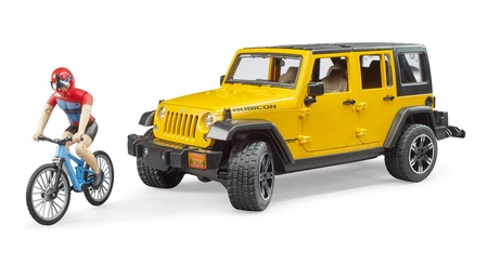 BRUDER 02543 Jeep Wrangler Unlimited Rubicon z rowerem górskim i figurką kolarza
