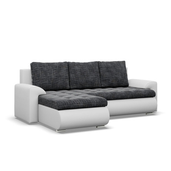 ADAMS Narożnik FORESTA z leżanką LAWA 17 + REAL 17 ciemny szary/biały