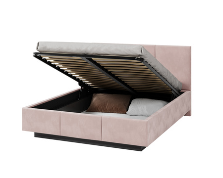 Łóżko lewitujące tapicerowane AVEIRO 140x200 cm z pojemnikiem i stelażem podnoszonym - TRINITY pudrowy róż