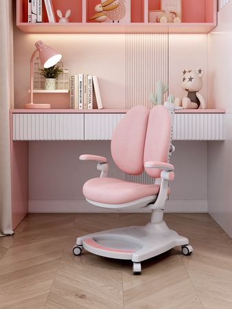 UNIQUE TEDDY Fotel obrotowy dla dzieci różowy