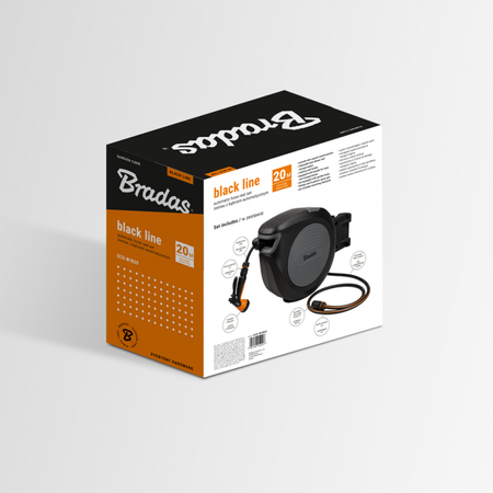 BRADAS BLACK LINE bęben automatyczny z wężem 1/2" - 30m i akcesoriami