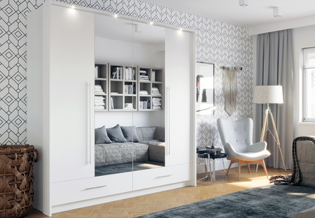 Szafa TOLEDO 210 biała z lustrem