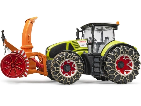 BRUDER 03017 Traktor Claas Axion 950 z pługiem śnieżnym i łańcuchami na kołach