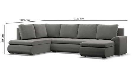 ADAMS Narożnik FORESTA ULO z leżanką i otomaną TRINITY 15 / REAL 17 szary+biały