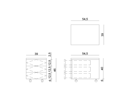 UNIQUE Kontener 424 - trzy szuflady srebrny