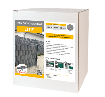 THERMOPLAST Taśma ogrodzeniowa Lite Tape 19cm x 35 m RAL7040 + 20 szt klipsów
