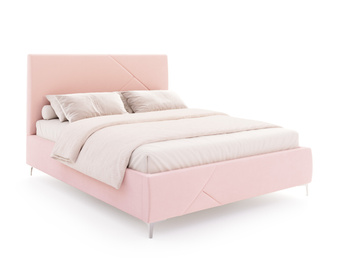 FDM Łóżko tapicerowane NAVARO 180x200 cm z pojemnikiem i stelażem podnoszonym - TRINITY pudrowy róż