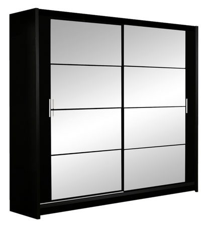 Szafa Dakota 203x61x215 cm czarny z lustrem