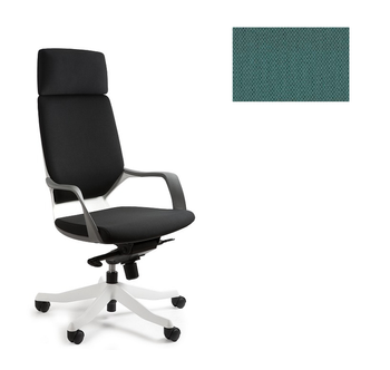 UNIQUE Fotel biurowy APOLLO - biały / tkanina BL413 TEALBLUE