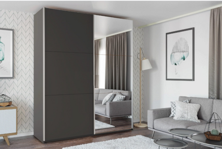 Szafa Rodos 200x65x244 cm grafit z lustrem