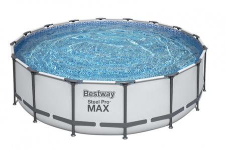 BESTWAY Basen stelażowy Steel Pro MAX 488x122 Szary 16FT 5w1 + Drabinka + Pokrywa