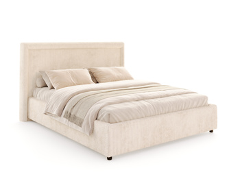 FDM Łóżko tapicerowane NOBILE 90x200 cm z pojemnikiem i metalowym stelażem podnoszonym - sztruks kremowy