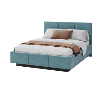 FDM Łóżko lewitujące tapicerowane AVEIRO 90x200 cm z pojemnikiem i stelażem podnoszonym - TRINITY turkusowy