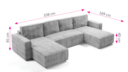 Narożnik BRIK XL w tkaninie POSO - funkcja spania