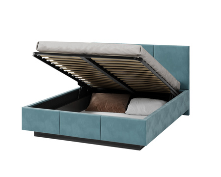 FDM Łóżko lewitujące tapicerowane AVEIRO 90x200 cm z pojemnikiem i stelażem podnoszonym - TRINITY turkusowy
