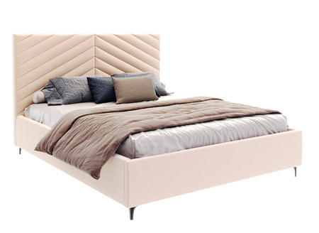 FDM Łóżko tapicerowane ELEGANTE  90x200 cm  z pojemnikiem i stelażem podnoszonym - TRINITY kremowy