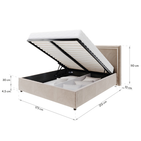 FDM Łóżko tapicerowane NOBILE 160x200 cm z pojemnikiem i metalowym stelażem podnoszonym - sztruks brąz