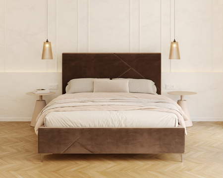 FDM Łóżko tapicerowane NAVARO 140x200 cm z pojemnikiem i stelażem podnoszonym - TRINITY brązowy