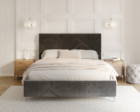 FDM Łóżko tapicerowane NAVARO 140x200 cm z pojemnikiem i stelażem podnoszonym - TRINITY grafitowy