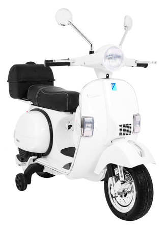 Skuter Vespa elektryczny dla dzieci Biały + Kółka pomocnicze