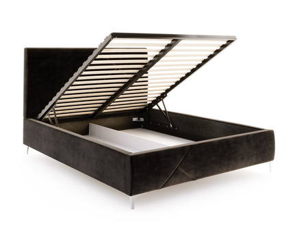 FDM Łóżko tapicerowane NAVARO 140x200 cm z pojemnikiem i stelażem podnoszonym - TRINITY czarny