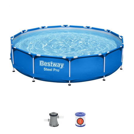 BESTWAY  Basen Stelażowy Steel Pro 366x76 okrągły 3w1 + pompa + filtr 