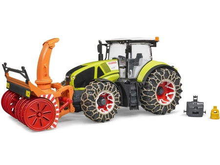 BRUDER 03017 Traktor Claas Axion 950 z pługiem śnieżnym i łańcuchami na kołach