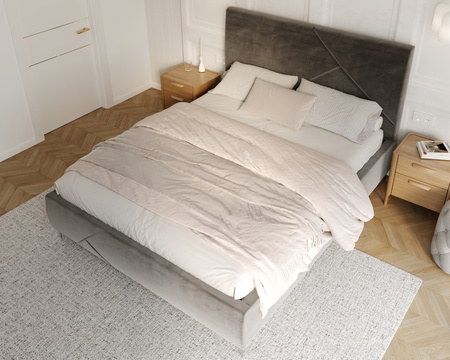 FDM Łóżko tapicerowane NAVARO 160x200 cm z pojemnikiem i stelażem podnoszonym - TRINITY grafitowy