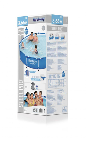 BESTWAY Basen Stelażowy Steel Pro 366x76 okrągły 3w1 + pompa + filtr