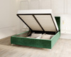 FDM Łóżko tapicerowane NAVARO 90x200 cm z pojemnikiem i stelażem podnoszonym - TRINITY butelkowa zieleń