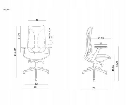 UNIQUE Focus Fotel obrotowy szary-szary