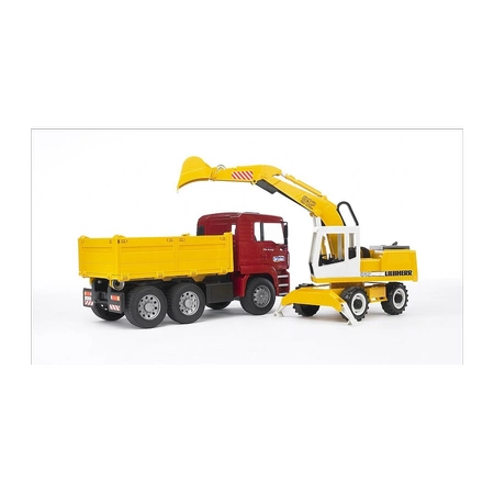 BRUDER Wywrotka MAN TGA z koparką Liebherr 02751