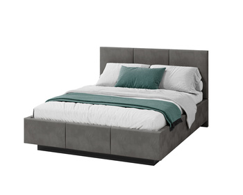 FDM Łóżko lewitujące tapicerowane AVEIRO 90x200 cm z pojemnikiem i stelażem podnoszonym - TRINITY grafitowy