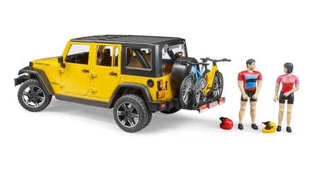 BRUDER 02543 Jeep Wrangler Unlimited Rubicon z rowerem górskim i figurką kolarza