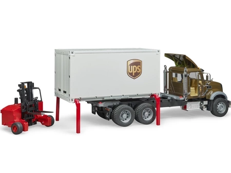 BRUDER 02828 MACK Granite UPS kontener z wóżkiem widłowym