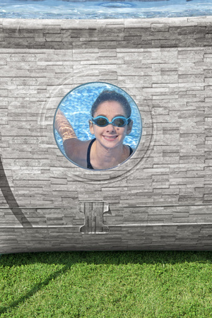 BESTWAY Basen stelażowy Power Steel Swim Vista z oknem 488x305x107cm 16x10FT 6w1 + Pompa piaskowa