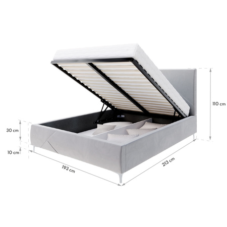 FDM Łóżko tapicerowane NAVARO 180x200 cm z pojemnikiem i stelażem podnoszonym - TRINITY kremowy