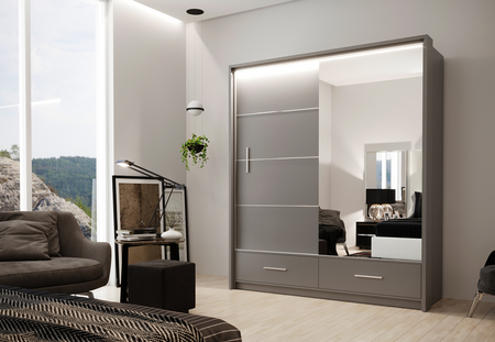 Szafa Marsylia 203 grafit mat / lustro