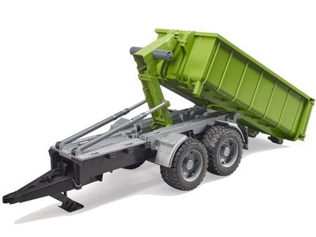 BRUDER Przyczepa z kontenerem typu hakowiec do traktorów zielona