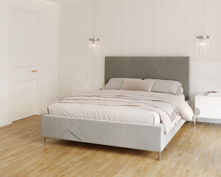 FDM Łóżko tapicerowane NAVARO 140x200 cm z pojemnikiem i stelażem podnoszonym - TRINITY szary