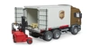 BRUDER 03581 Scania R kontener UPS z wózkiem widłowym i paletami 2szt