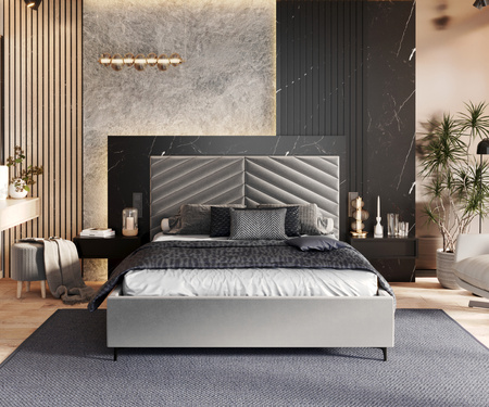FDM Łóżko tapicerowane ELEGANTE 120x200 cm z pojemnikiem i stelażem podnoszonym - TRINITY grafitowy