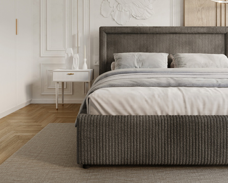 FDM Łóżko tapicerowane NOBILE 180x200 cm z pojemnikiem i metalowym stelażem podnoszonym - sztruks grafit